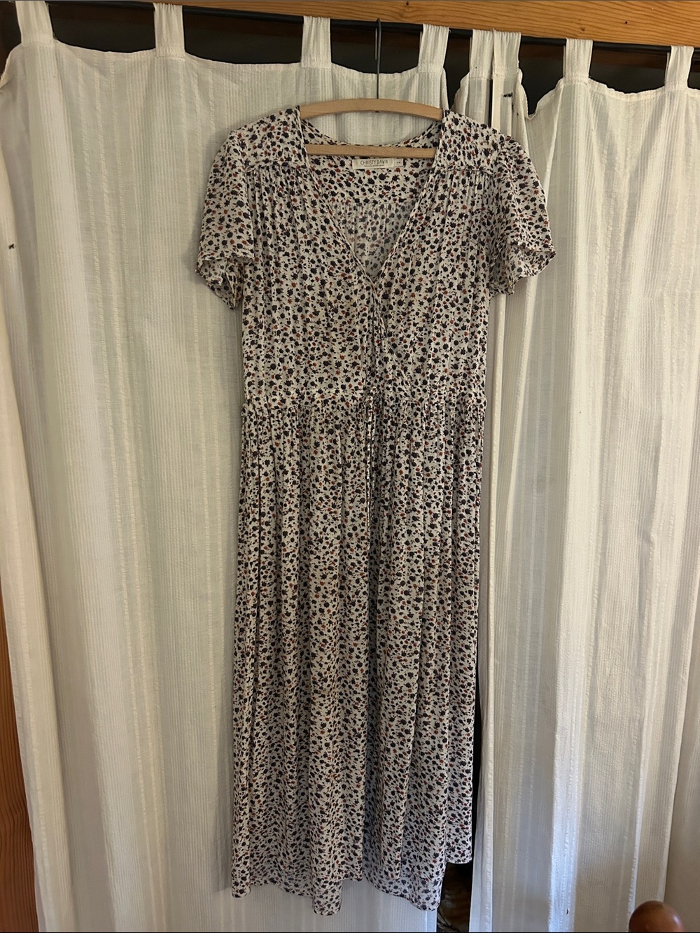 Christy Dawn Cream Maxi Dress with Black and Pink Floral Print